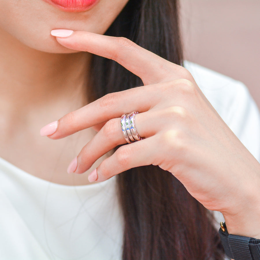 แหวน Bvlgari B.zero1 3band Ring 18K White Gold Size 54# (Used) #vrbvr 7240