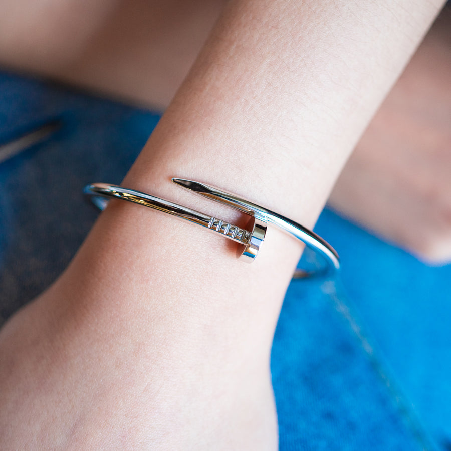 กำไลข้อมือ Cartier Juste Un Clou Bracelet 18K White Gold Size 18# (Used) #vrca 0917