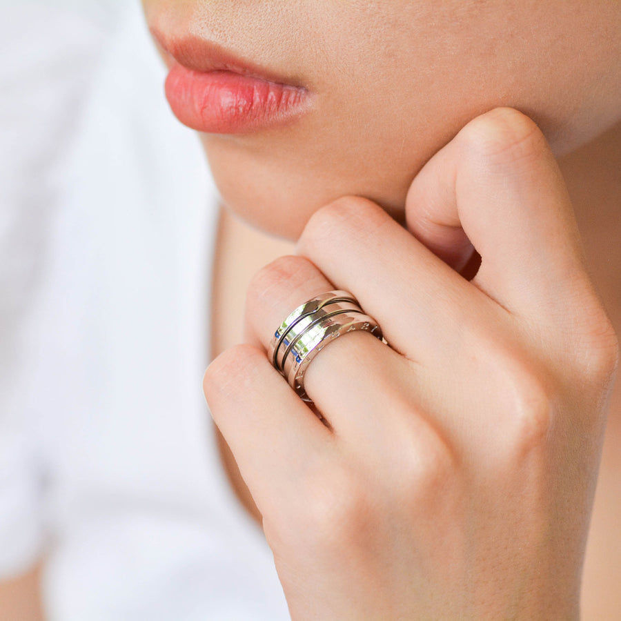 แหวน Bvlgari B.zero1 2band Ring 18K White Gold Size 58# (Used) #vrbvrimt 7589