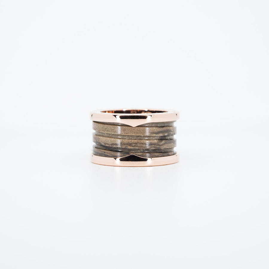 แหวน Bvlgari B.zero1 4band Ring with Rose Gold and Brown Marble 18K Rose Gold Size 52# (Used) #vrbvrim 6459 #gemstone