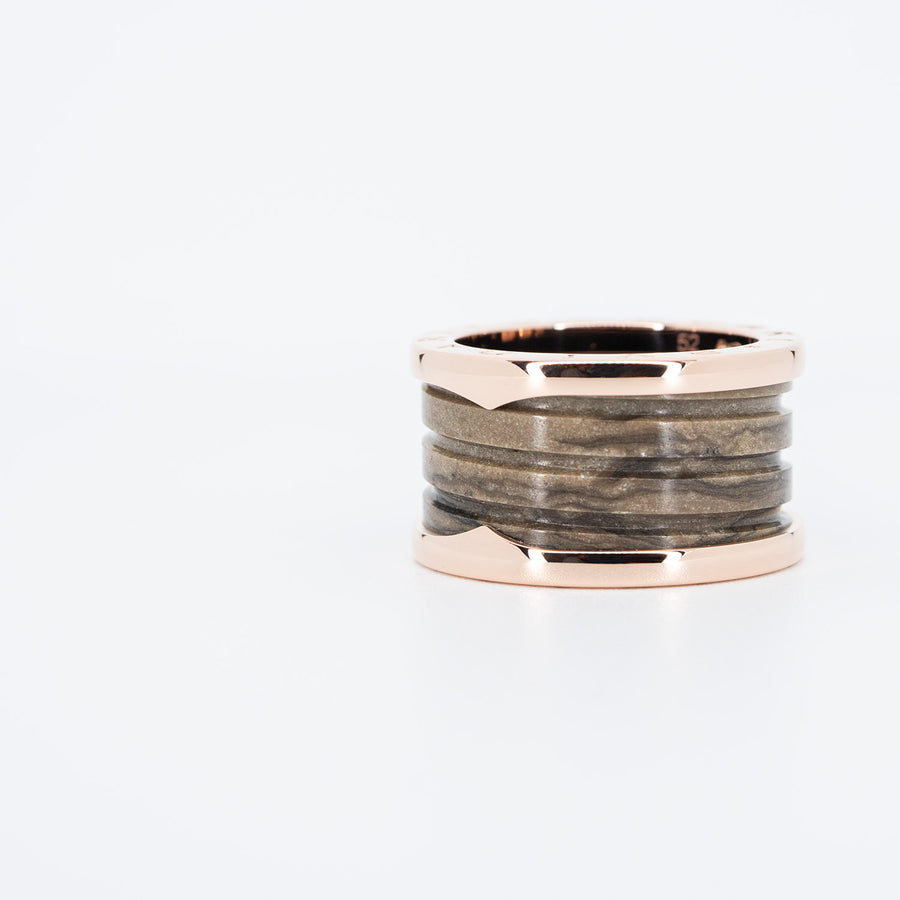 แหวน Bvlgari B.zero1 4band Ring with Rose Gold and Brown Marble 18K Rose Gold Size 52# (Used) #vrbvrim 6459 #gemstone
