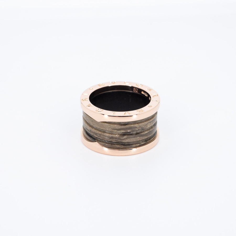 แหวน Bvlgari B.zero1 4band Ring with Rose Gold and Brown Marble 18K Rose Gold Size 52# (Used) #vrbvrim 6459 #gemstone
