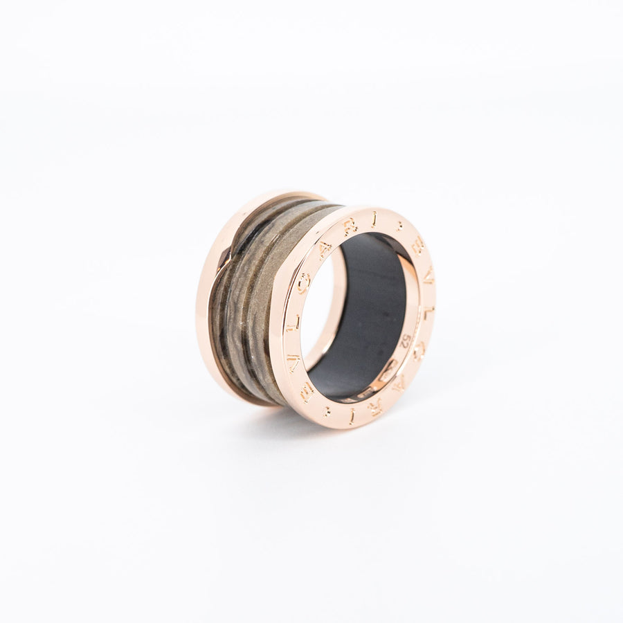 แหวน Bvlgari B.zero1 4band Ring with Rose Gold and Brown Marble 18K Rose Gold Size 52# (Used) #vrbvrim 6459 #gemstone