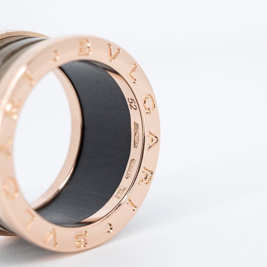 แหวน Bvlgari B.zero1 4band Ring with Rose Gold and Brown Marble 18K Rose Gold Size 52# (Used) #vrbvrim 6459 #gemstone