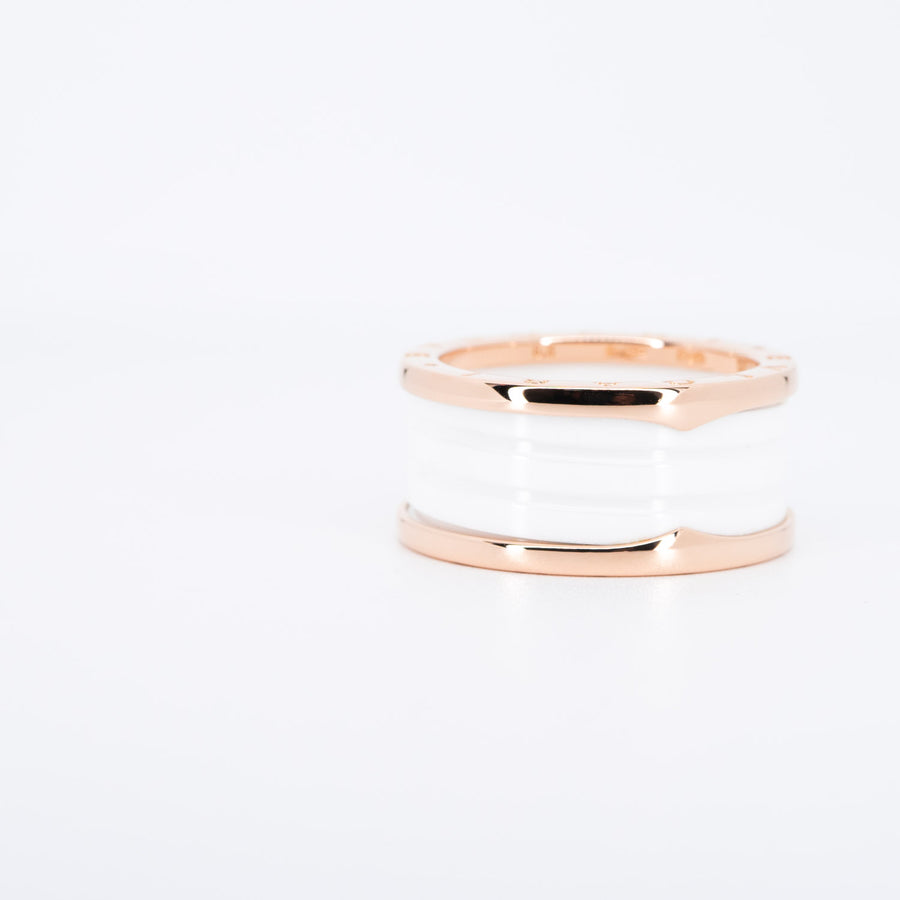 แหวน Bvlgari B.zero1 4band White Ceramic Ring 18K Rose Gold Size 65# (Used) #vrbvrimt 6484