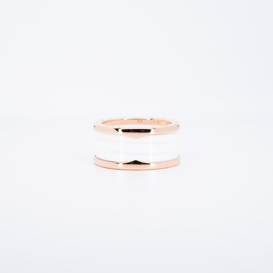 แหวน Bvlgari B.zero1 4band White Ceramic Ring 18K Rose Gold Size 65# (Used) #vrbvrimt 6484