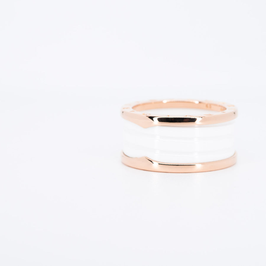 แหวน Bvlgari B.zero1 4band White Ceramic Ring 18K Rose Gold Size 65# (Used) #vrbvrimt 6484