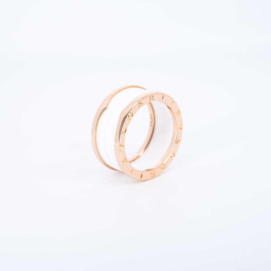 แหวน Bvlgari B.zero1 4band White Ceramic Ring 18K Rose Gold Size 65# (Used) #vrbvrimt 6484