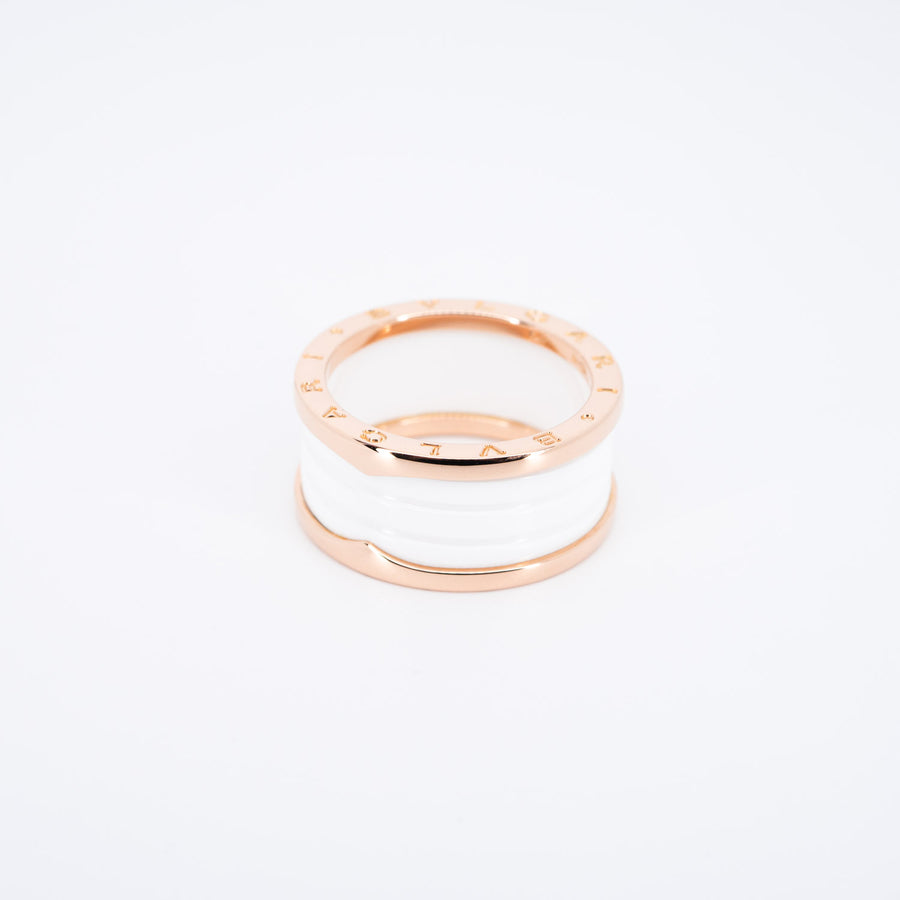 แหวน Bvlgari B.zero1 4band White Ceramic Ring 18K Rose Gold Size 65# (Used) #vrbvrimt 6484