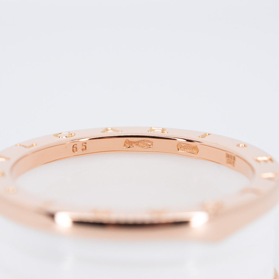 แหวน Bvlgari B.zero1 4band White Ceramic Ring 18K Rose Gold Size 65# (Used) #vrbvrimt 6484