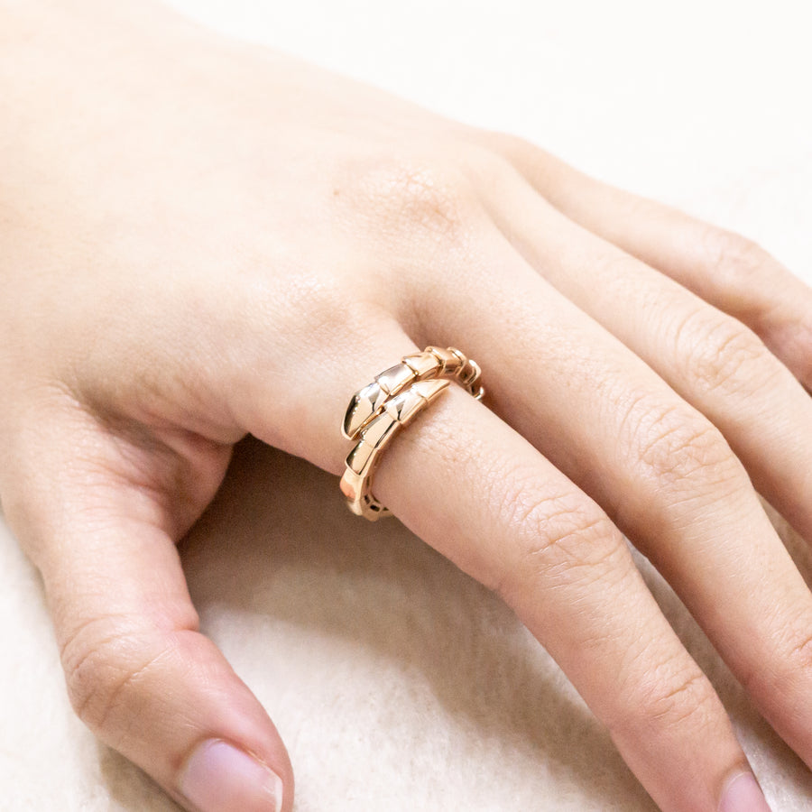 โดย Bvlgari Serpenti Viper Ring 18K Rose Gold Size L# (Used) #vrbvrimt 7292