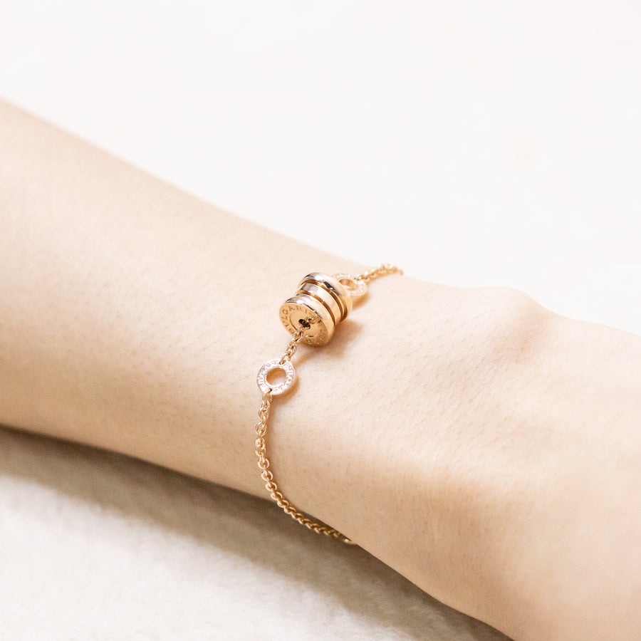 สร้อยข้อมือ Bvlgari B.zero1 mini bracelet 18K Rose Gold Size 17-19cm.# (Used) #vrbvb 7474