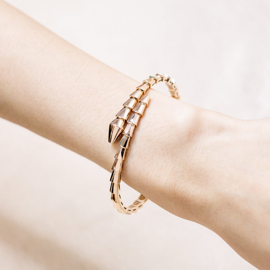 กำไลข้อมือ Bvlgari Serpenti Viper Bracelet 18K Rose Gold Size S# (Used) #vrbvb 7323