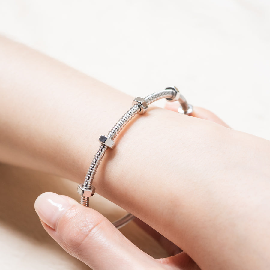 กำไลข้อมือ Cartier Ecrou de Cartier Bracelet 18K White Gold Size 15# (Used) #vrcab 7352