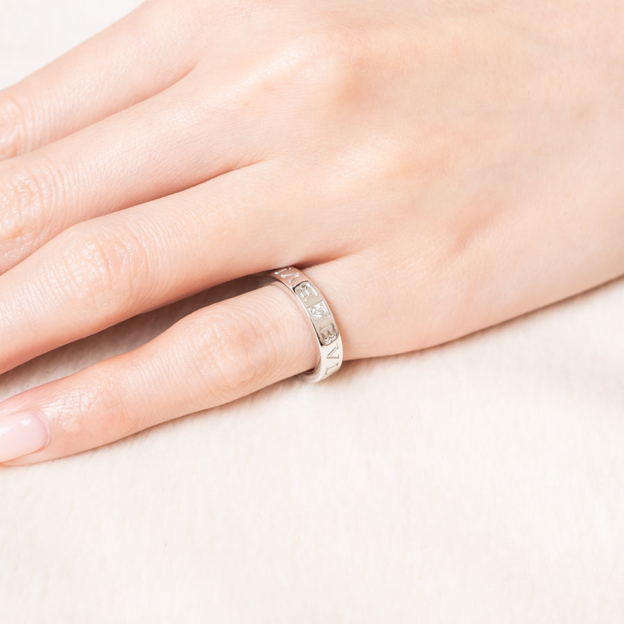 แหวน Bvlgari B.zero1 Essential band ring set with a diamond 18K White Gold Size 48# (Used) #vrbvrimt 7350