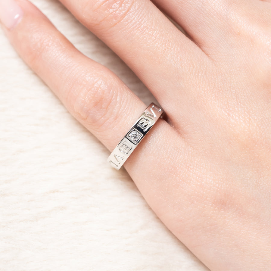แหวน Bvlgari B.zero1 Essential band ring set with a diamond 18K White Gold Size 48# (Used) #vrbvrimt 7350