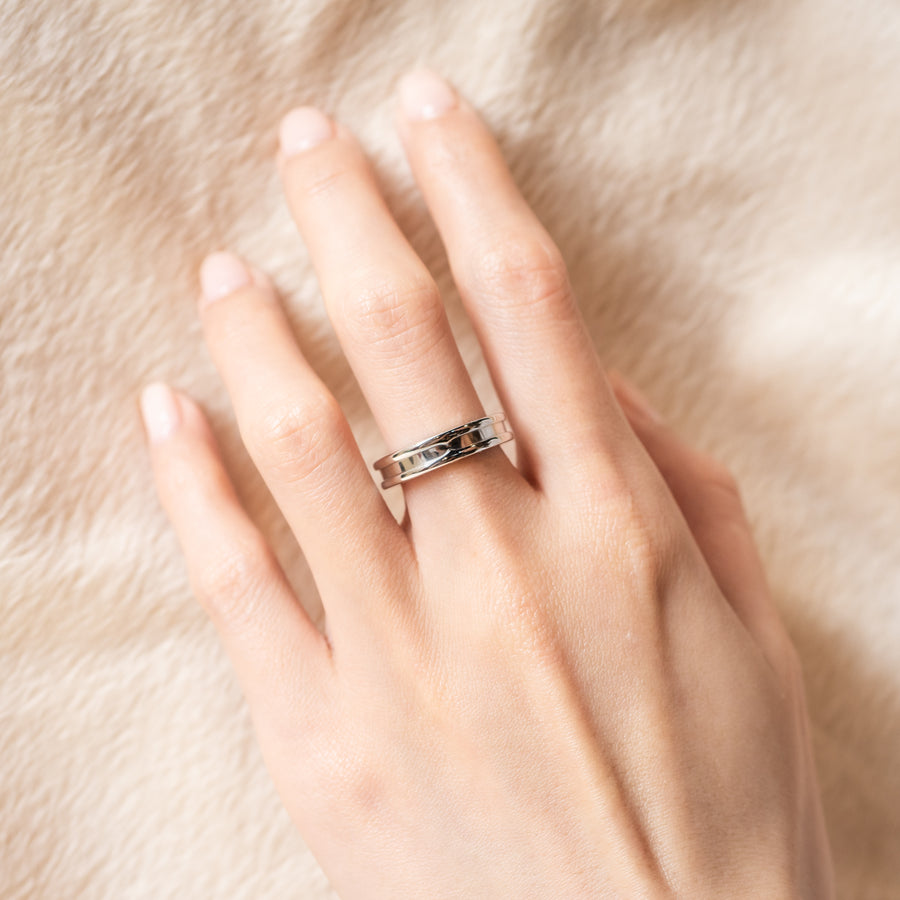 แหวน Bvlgari B.zero1 1band ring 18K White Gold Size 58# (Used) #vrbvr 7071