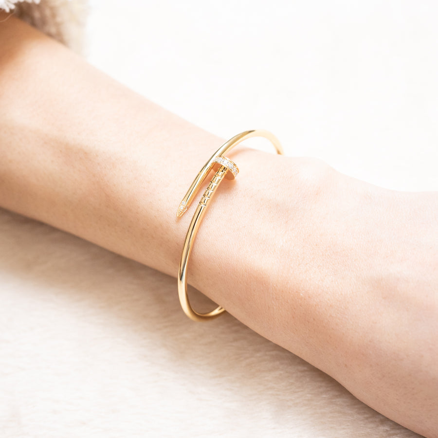 **Hold**กำไลข้อมือ Cartier Juste Un Clou Bracelet, Small model with Diamonds 18K Yellow Gold Size 15# (Used) #vrcab 7574