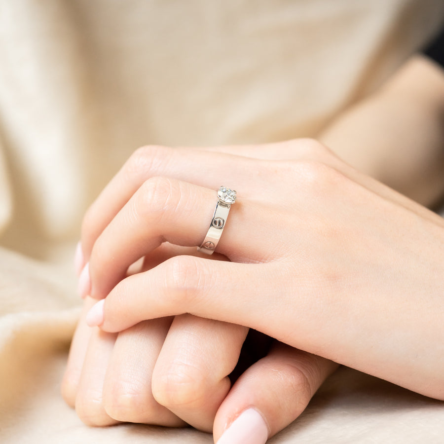 แหวน Cartier Love Solitaire Ring 0.30 ct. G VVS1 brilliant-cut diamond 18K White Gold Size 54# (Used) #vrcarimt 7567