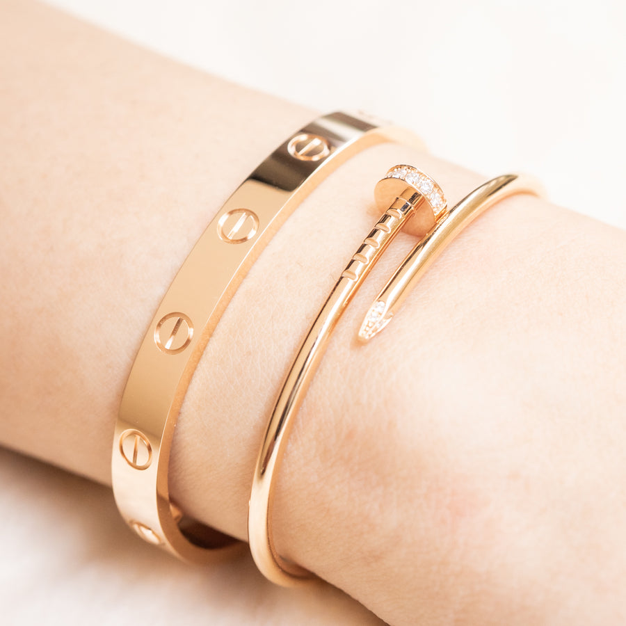 กำไลข้อมือ Cartier Love Bracelet 18K Rose Gold Size 16# (Used) #vrca 0949