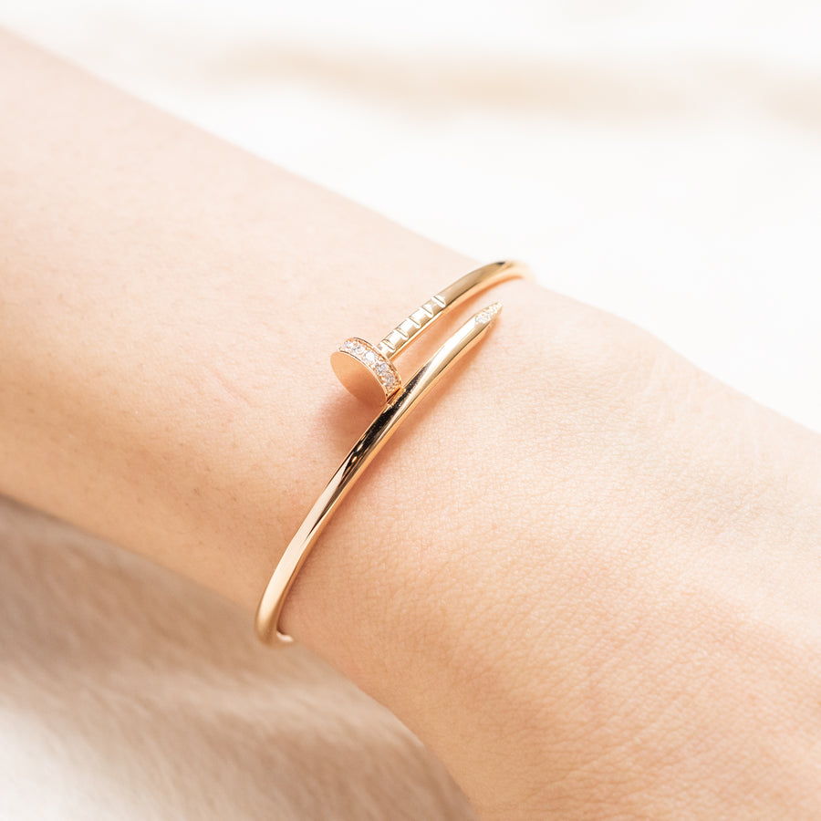 **hold k.b**กำไล Cartier Juste Un Clou Bracelet SM with Diamonds 18K Rose Gold Size 16# (Used) #vrcab 7047
