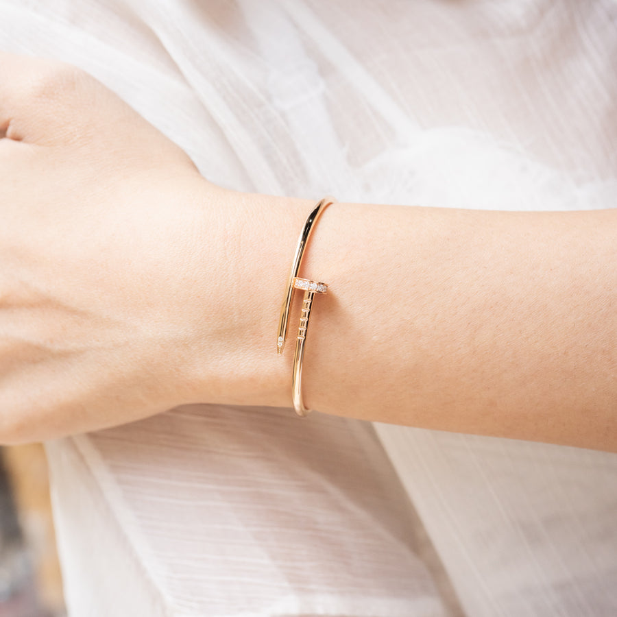 **Hold k.b**กำไลข้อมือ Cartier Juste Un Clou Bracelet, small model with Diamonds 18K Rose Gold Size 17# (Used) #vrcab 7581