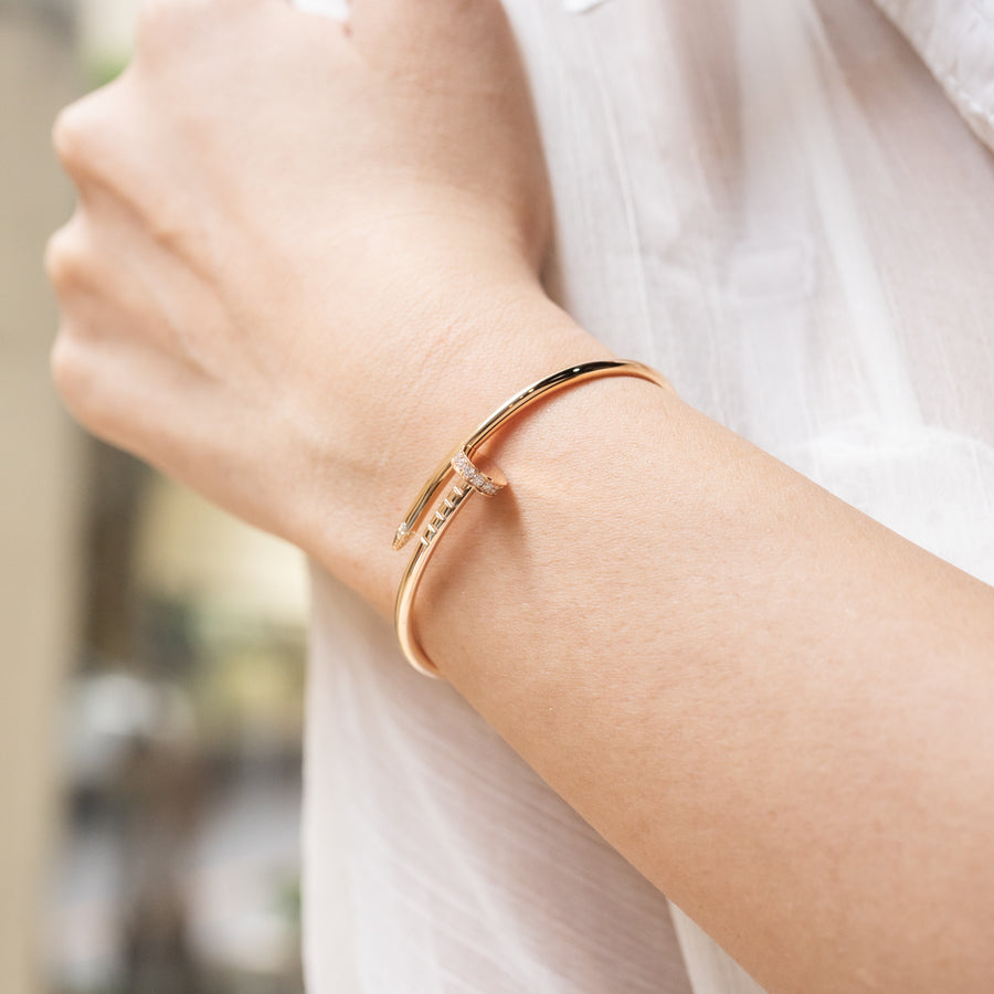 **Hold k.b**กำไลข้อมือ Cartier Juste Un Clou Bracelet, small model with Diamonds 18K Rose Gold Size 17# (Used) #vrcab 7581