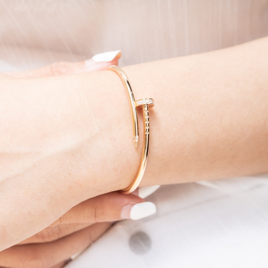 **hold k.b**กำไล Cartier Juste Un Clou Bracelet SM with Diamonds 18K Rose Gold Size 16# (Used) #vrcab 7047