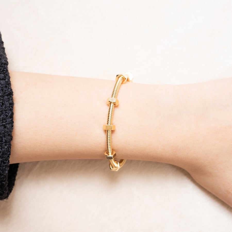 กำไลข้อมือ Cartier Ecrou De Cartier Bracelet 18K Yellow Gold Size 15# (Used) #vrcab 7593