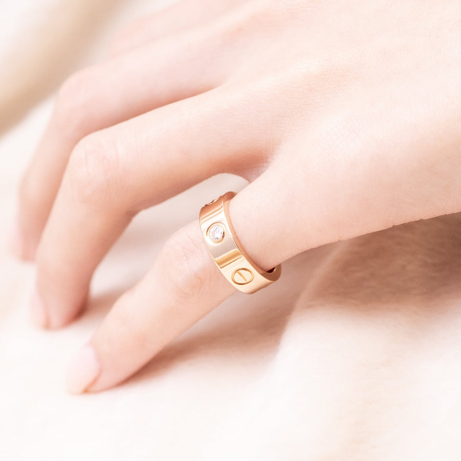 แหวน Cartier Love 3Diamonds Ring 18K Rose Gold Size 45# (Used) #vrcar 6270