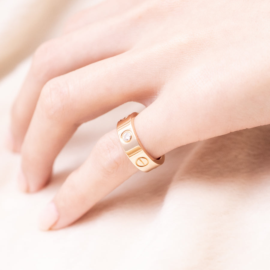 แหวน Cartier Love 3Diamonds Ring 18K Rose Gold Size 53# (Used) #vrca 1011