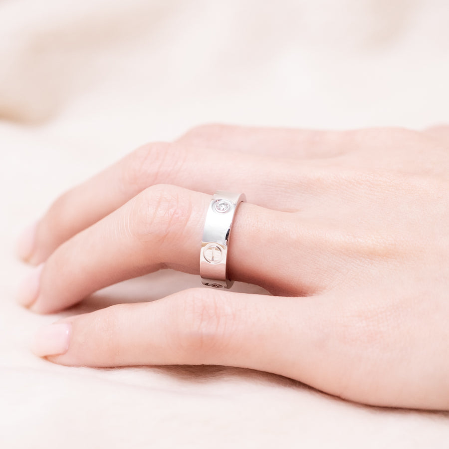 แหวน Cartier Love 3Diamonds Ring 18K White Gold Size 64# (Used) #vrcarimt 7603