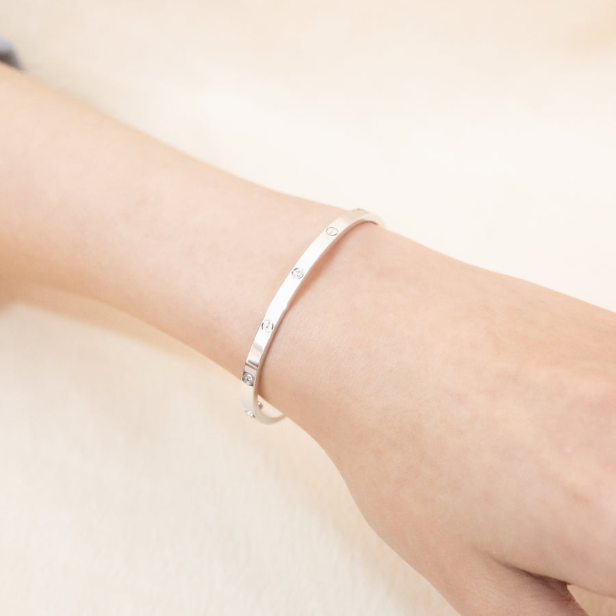 สร้อยคอ Cartier Love Bracelet รุ่นเล็ก 6 Diamonds 18K White Gold Size 16# (มือสอง) #vrcab 7407