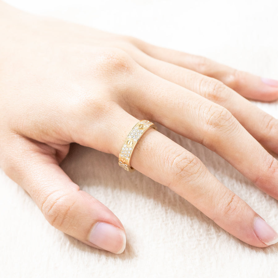 แหวน Cartier Love Band with Pave Diamonds 18K Yellow Gold Size 48# (Used) #vrcarlrfHIT 7294