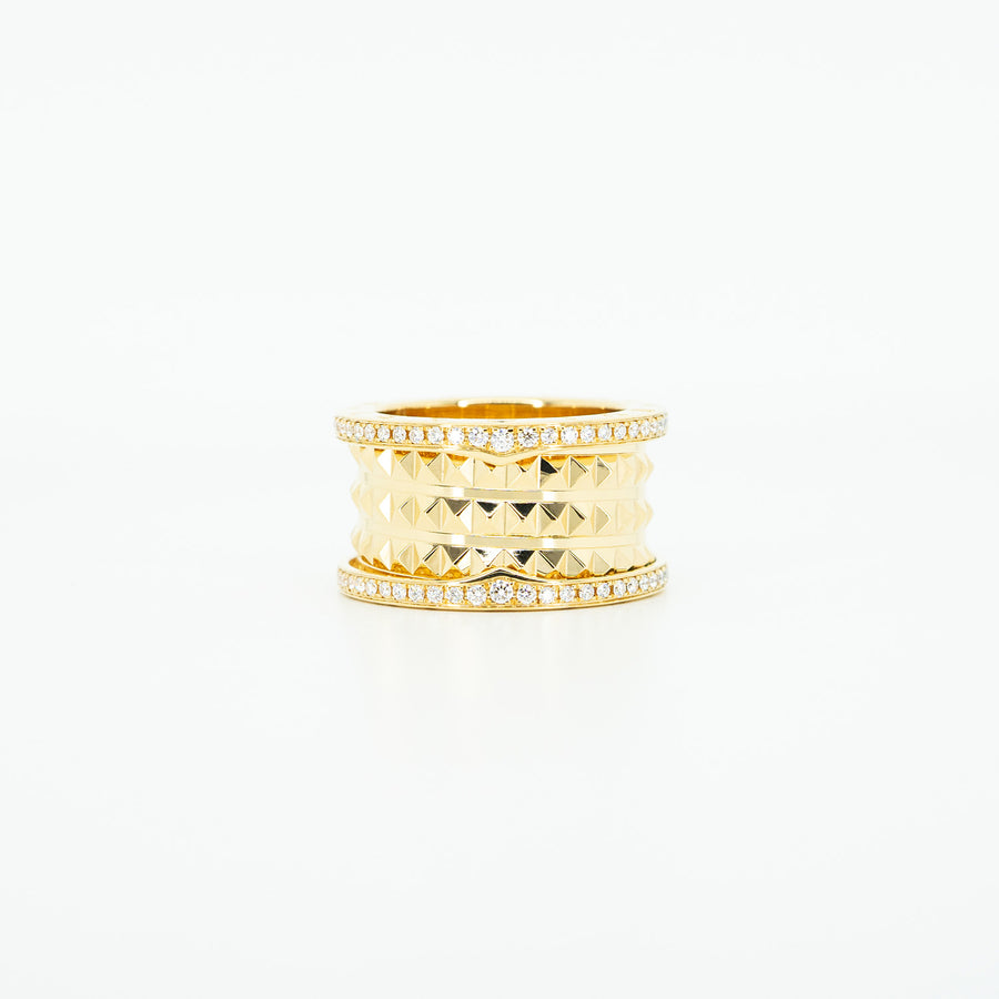 แหวน Bvlgari B.zero1 Rock four-band ring with pavé diamonds 18K Yellow Gold Size 52# (Used) #T2 #vrbvr 4730