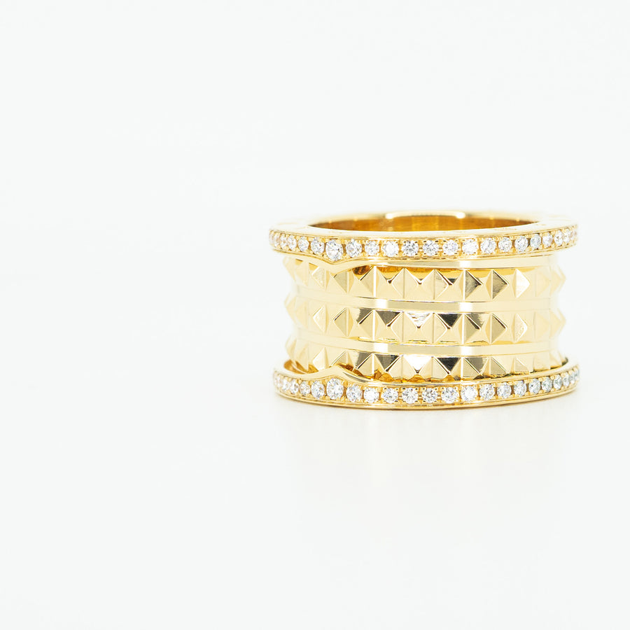 แหวน Bvlgari B.zero1 Rock four-band ring with pavé diamonds 18K Yellow Gold Size 52# (Used) #T2 #vrbvr 4730