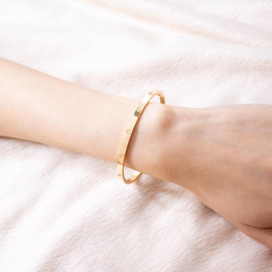 สร้อยคอ Cartier Love Bracelet รุ่นเล็ก 6 Diamonds 18K Yellow Gold Size 15# (มือสอง) #vrcab 7370