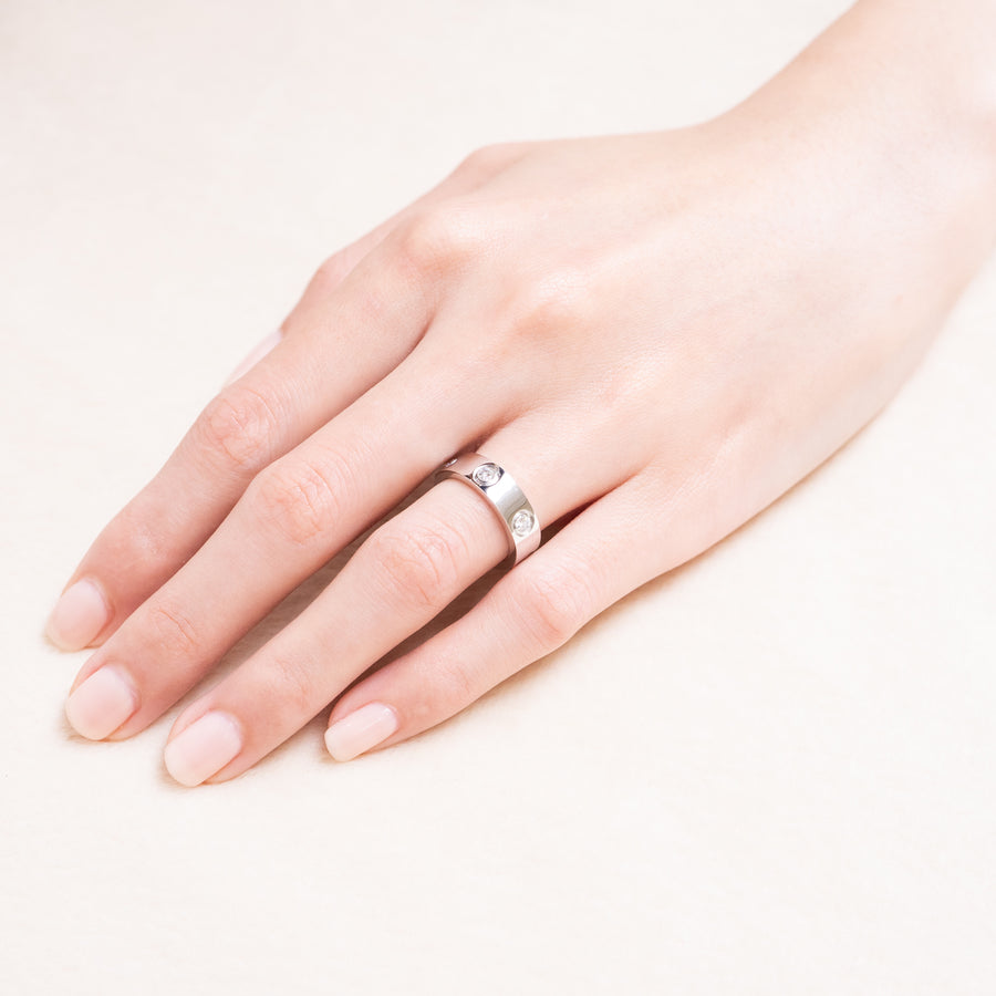 แหวน Cartier Love ring, classic model 6 diamonds 18K White Gold Size 52# (Used) #vrcarimt 7592