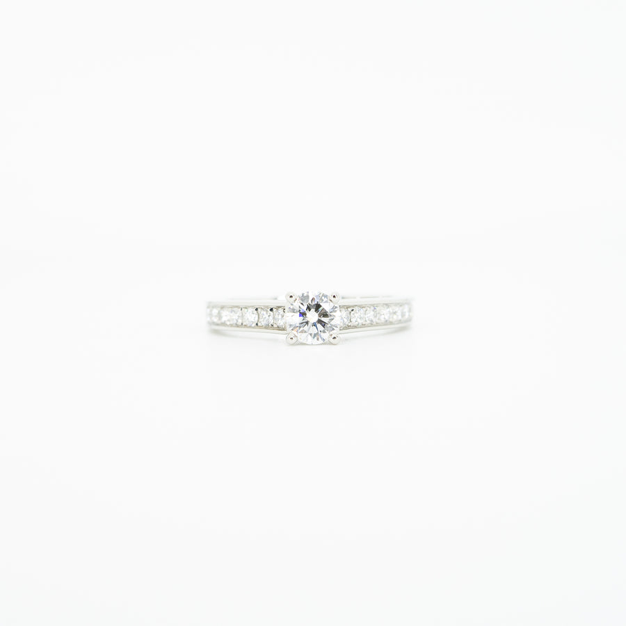 แหวน Cartier 1895 Solitaire ring 0.30ct E VVS1 with Pave Diamond Platinum950 Size 47# (Used) #vrcarim 4771