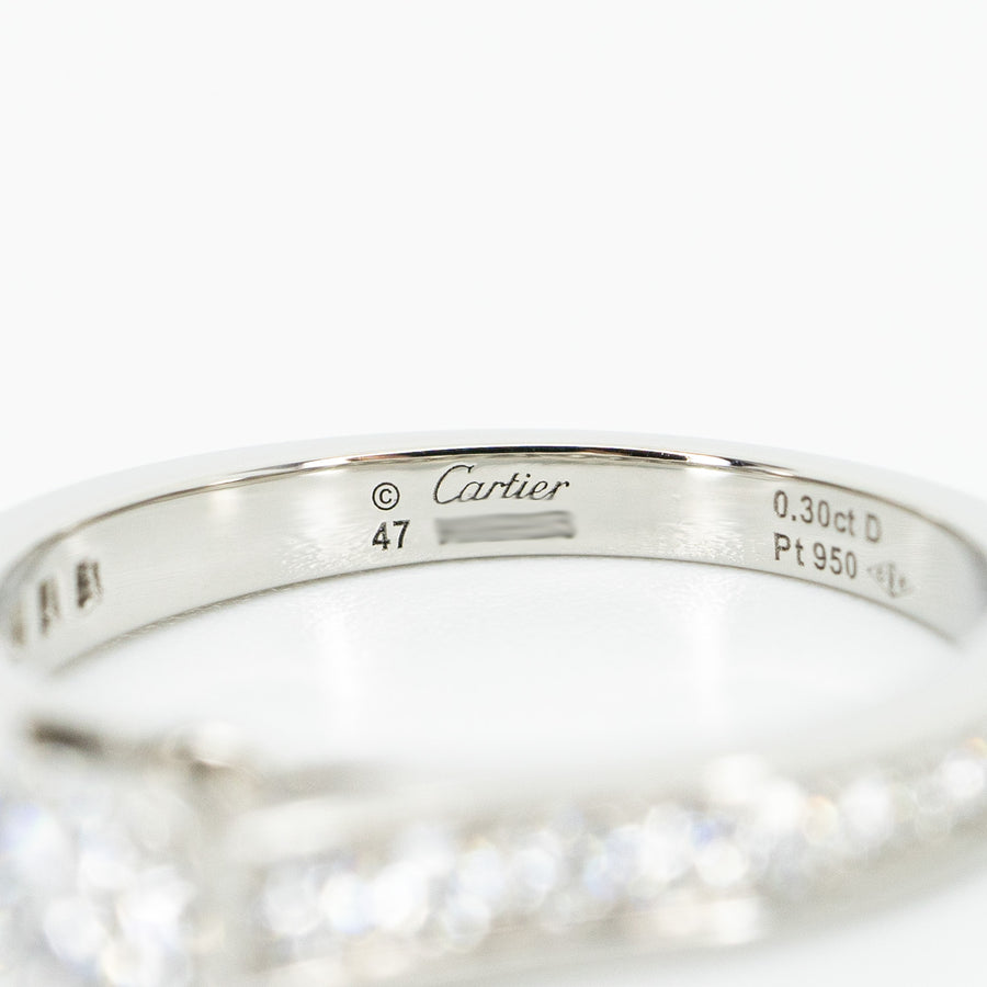 แหวน Cartier 1895 Solitaire ring 0.30ct E VVS1 with Pave Diamond Platinum950 Size 47# (Used) #vrcarim 4771