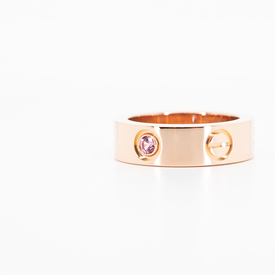 แหวน Cartier Love Pink Sapphire Ring 18K Rose Gold Size 48# (Used) #vrcarim 4806