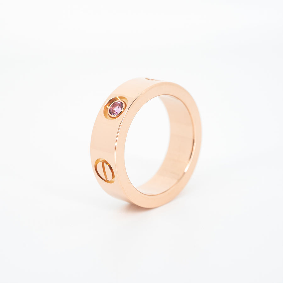 แหวน Cartier Love Pink Sapphire Ring 18K Rose Gold Size 48# (Used) #vrcarim 4806