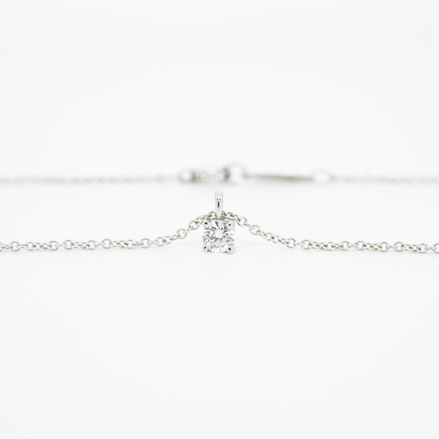 สร้อยและจี้ Tiffany & Co. Tiffany Solitaire Diamond Pendant Necklace 0.14ct. Platinum950 Size 16"# (Used) #vrtinlim 4656