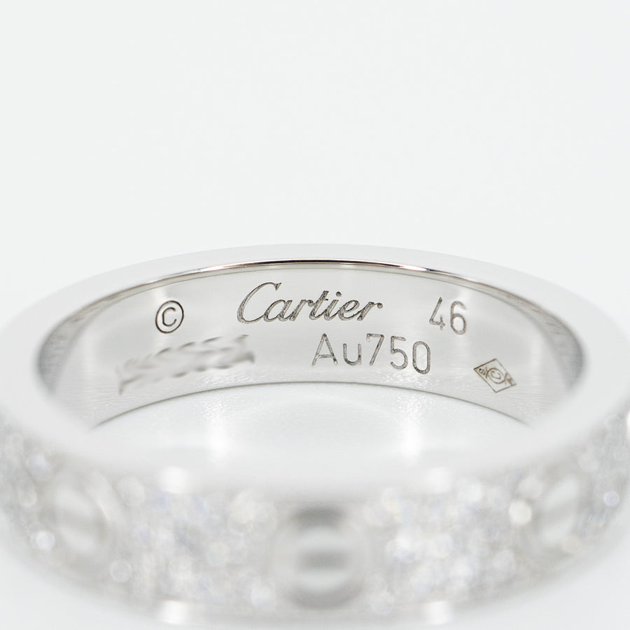 แหวน Cartier Love Band with Pave Diamonds 18K White Gold Size 46# (Used) #vrcalrf 5099 #lrf