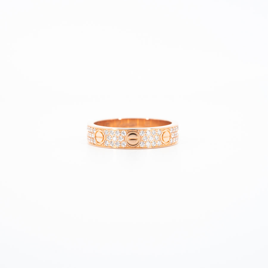 แหวน Cartier Love Band with Pave Diamonds 18K Rose Gold Size 49# (Used) #vrcalrf 5104 #lrf