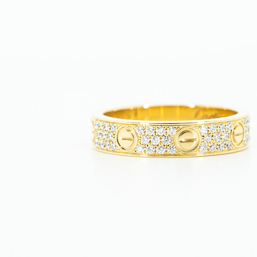 แหวน Cartier Love Band with Pave Diamonds #T2 18K Yellow Gold Size 49# (Used) #vrcalrf 4884