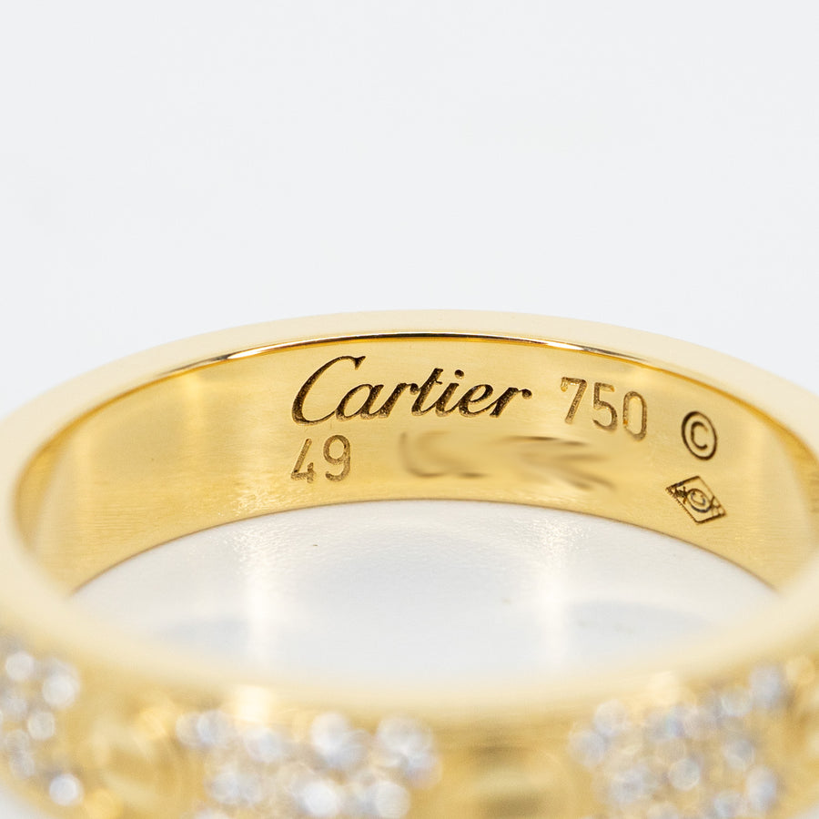 แหวน Cartier Love Band with Pave Diamonds #T2 18K Yellow Gold Size 49# (Used) #vrcalrf 4884