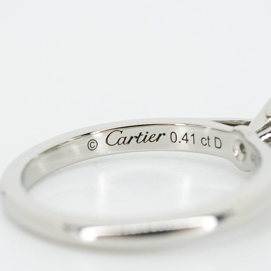 แหวน Cartier 1895 Solitaire ring 0.41ct E VS1 Platinum950 Size 46# (Used) #vrcarim 4908
