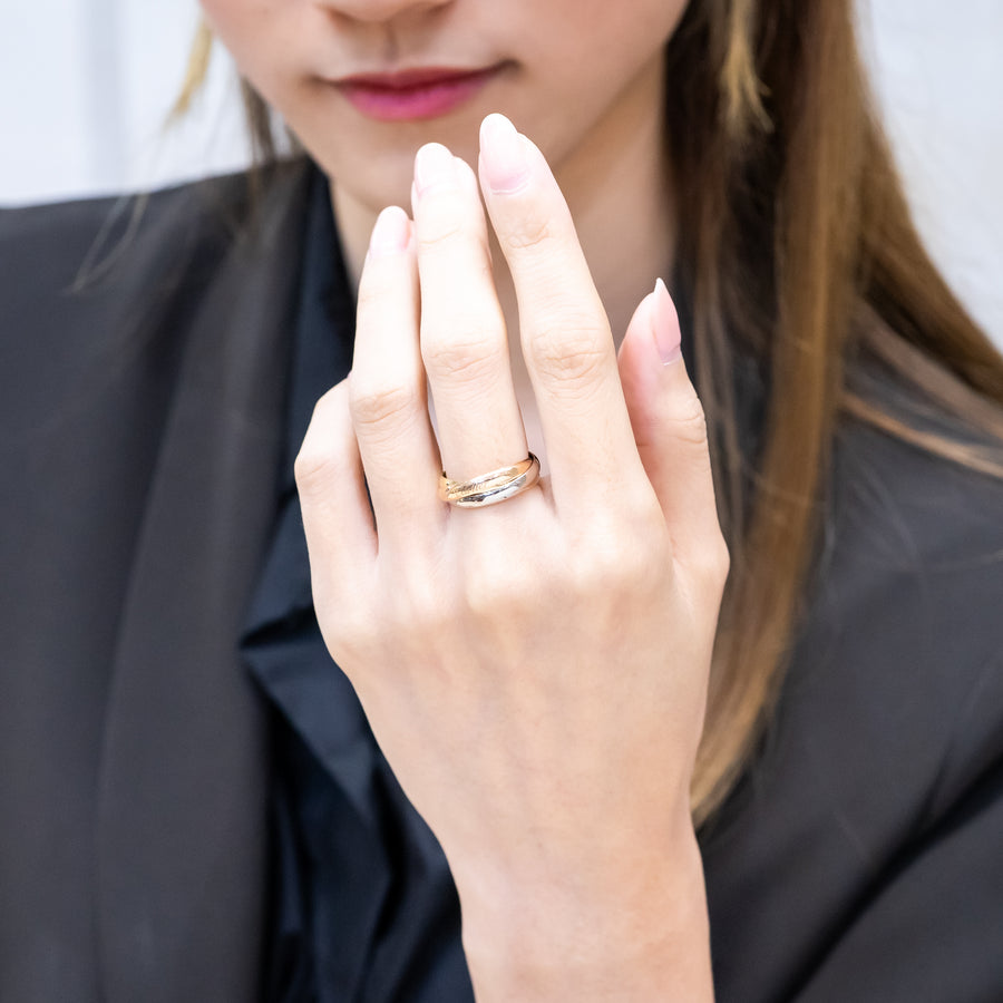 **hold K.Aomm** แหวน Cartier Trinity Ring, small model 18K 3 Colors Size 51# (Used) #vrcarimt 7041