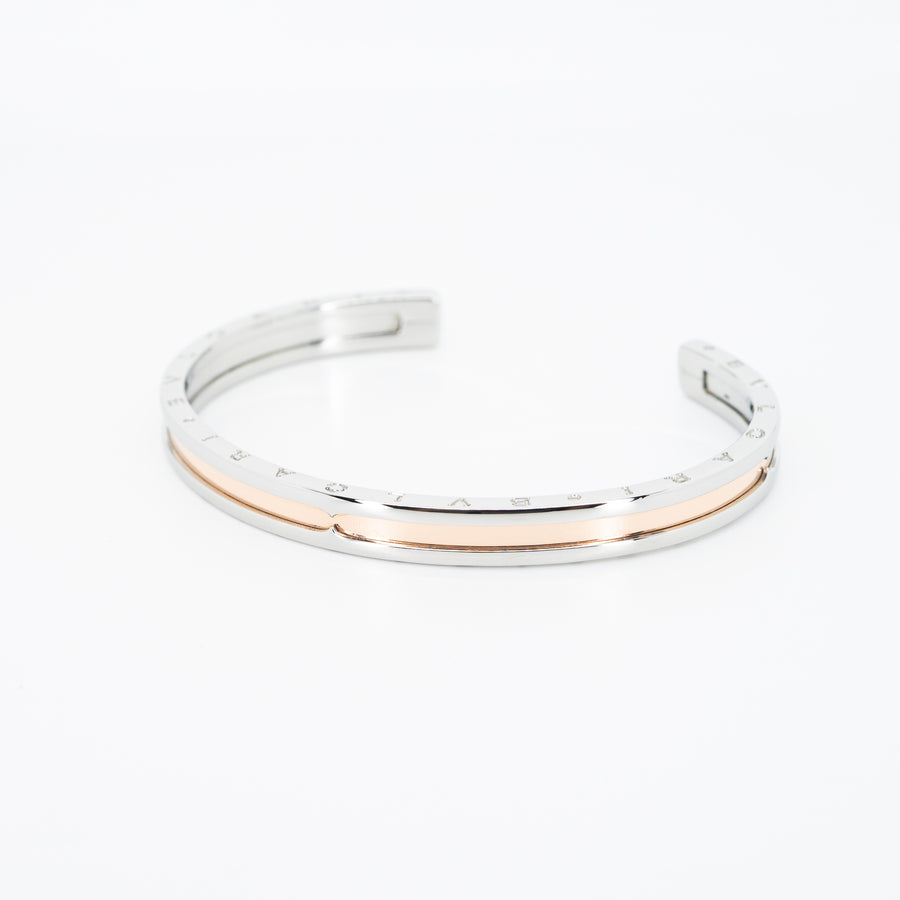 กำไล Bvlgari B.zero1 Cuff Bracelet in Stainless steel and Rose Gold Size SM# (Used) #vrbvb 5295